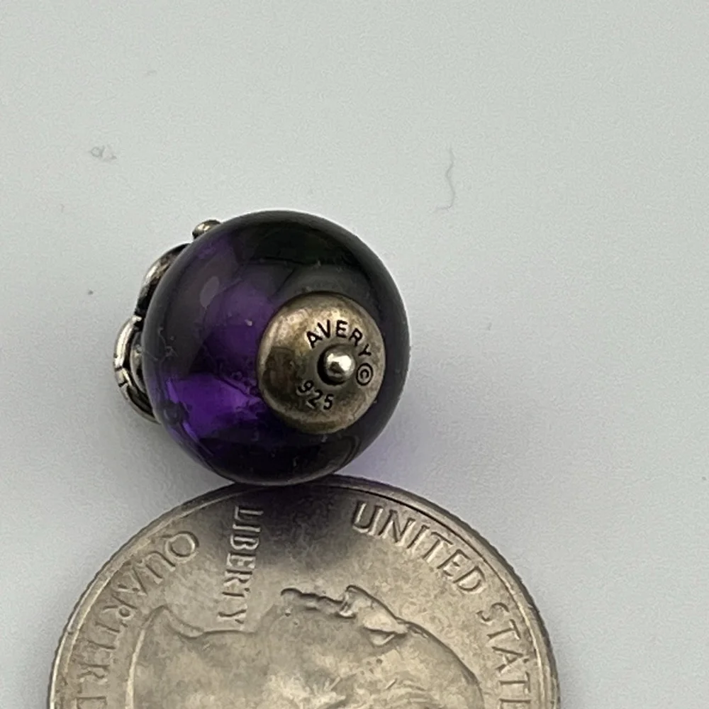 James Avery RETIRED HTF gentle Wave Purple Glass Finial Uncut - Picture 4 of 6